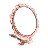 Maxbell Vintage Round Handheld Makeup Vanity Folding Compact Mirror with Handle Rose Gold