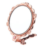 Maxbell Vintage Round Handheld Makeup Vanity Folding Compact Mirror with Handle Rose Gold