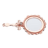 Maxbell Vintage Round Handheld Makeup Vanity Folding Compact Mirror with Handle Rose Gold