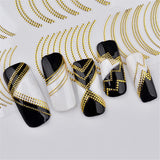 Maxbell 3D Golden Metallic Nail Art Stickers Decals Self-ahesive Tips Decorations 2