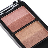 Maxbell Double Color Shimmer Glitter Eyeshadow Powder Palette with Brush Pink Gold