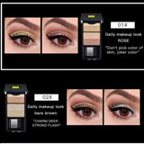 Maxbell Double Color Shimmer Glitter Eyeshadow Powder Palette with Brush Pink Gold