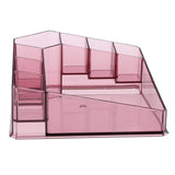 Max 8 Slots Clear Lipstick Display Stand Makeup Cosmetic Organizer Pink