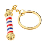 Maxbell Alloy Keychain Barbershop Pendant Necklace Barber Pole Chain for Men Golden