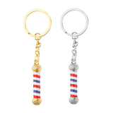 Maxbell Alloy Keychain Barbershop Pendant Necklace Barber Pole Chain for Men Golden