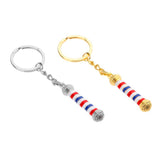 Maxbell Alloy Keychain Barbershop Pendant Necklace Barber Pole Chain for Men Golden
