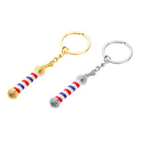 Maxbell Alloy Keychain Barbershop Pendant Necklace Barber Pole Chain for Men Golden