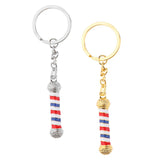 Maxbell Alloy Keychain Barbershop Pendant Necklace Barber Pole Chain for Men Golden