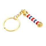 Maxbell Alloy Keychain Barbershop Pendant Necklace Barber Pole Chain for Men Golden