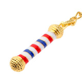 Maxbell Alloy Keychain Barbershop Pendant Necklace Barber Pole Chain for Men Golden