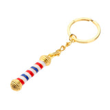 Maxbell Alloy Keychain Barbershop Pendant Necklace Barber Pole Chain for Men Golden