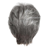 Maxbell 10" Short Wig for Women Real Human Hair Pixie Cut Chic Wig w/Side Bangs Gray