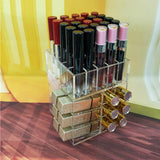 Maxbell Lipsticks Makeup Organizer 360-Degree Rotating, 40 Space Adjustable Multi-Function Lip Gloss Display,Large Capacity Fits Different Types of Cosmetics