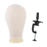 Maxbell Canvas Block Mannequin Head for Wigs Making Display with Clamp Stand 21 inch