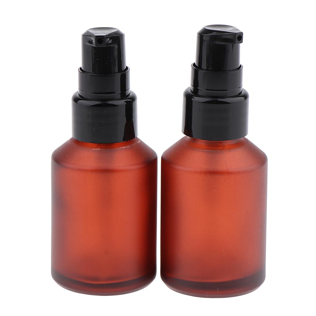2pcs Empty Spray Pump Bottle Refillable Emulsion Lotions Bottle Glass 30ml