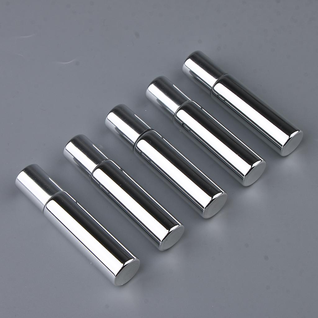 5x 10mL Empty Roller Bottles w/ Steel Ball for Essential Perfume Oils Silver