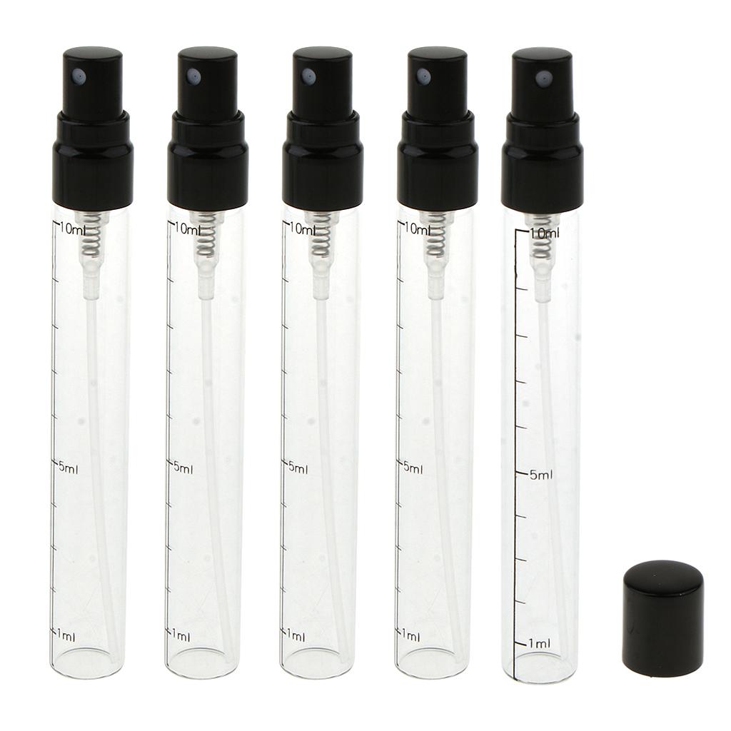 5x Empty Perfume Aftershave Spray Bottles Refillable Fine Mist Sprayer 10ml Black