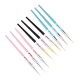 Maxbell 3Pcs Pro Nail Art Brush Set Painting Pen for False Nail UV Gel Polish Black