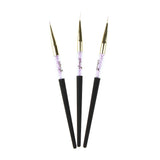 Maxbell 3Pcs Pro Nail Art Brush Set Painting Pen for False Nail UV Gel Polish Black