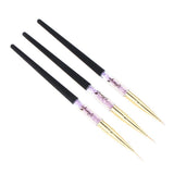Maxbell 3Pcs Pro Nail Art Brush Set Painting Pen for False Nail UV Gel Polish Black