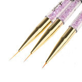 Maxbell 3Pcs Pro Nail Art Brush Set Painting Pen for False Nail UV Gel Polish Black