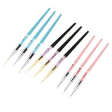 Maxbell 3Pcs Pro Nail Art Brush Set Painting Pen for False Nail UV Gel Polish Black
