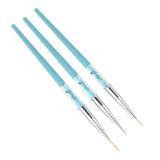 Maxbell 3Pcs Pro Nail Art Brush Set Painting Pen for False Nail UV Gel Polish Blue