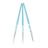 Maxbell 3Pcs Pro Nail Art Brush Set Painting Pen for False Nail UV Gel Polish Blue