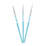 Maxbell 3Pcs Pro Nail Art Brush Set Painting Pen for False Nail UV Gel Polish Blue