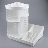 Maxbell Rotating Makeup Holder Organizer Adjustable Cosmetic Storage Box Case White