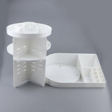 Maxbell Rotating Makeup Holder Organizer Adjustable Cosmetic Storage Box Case White