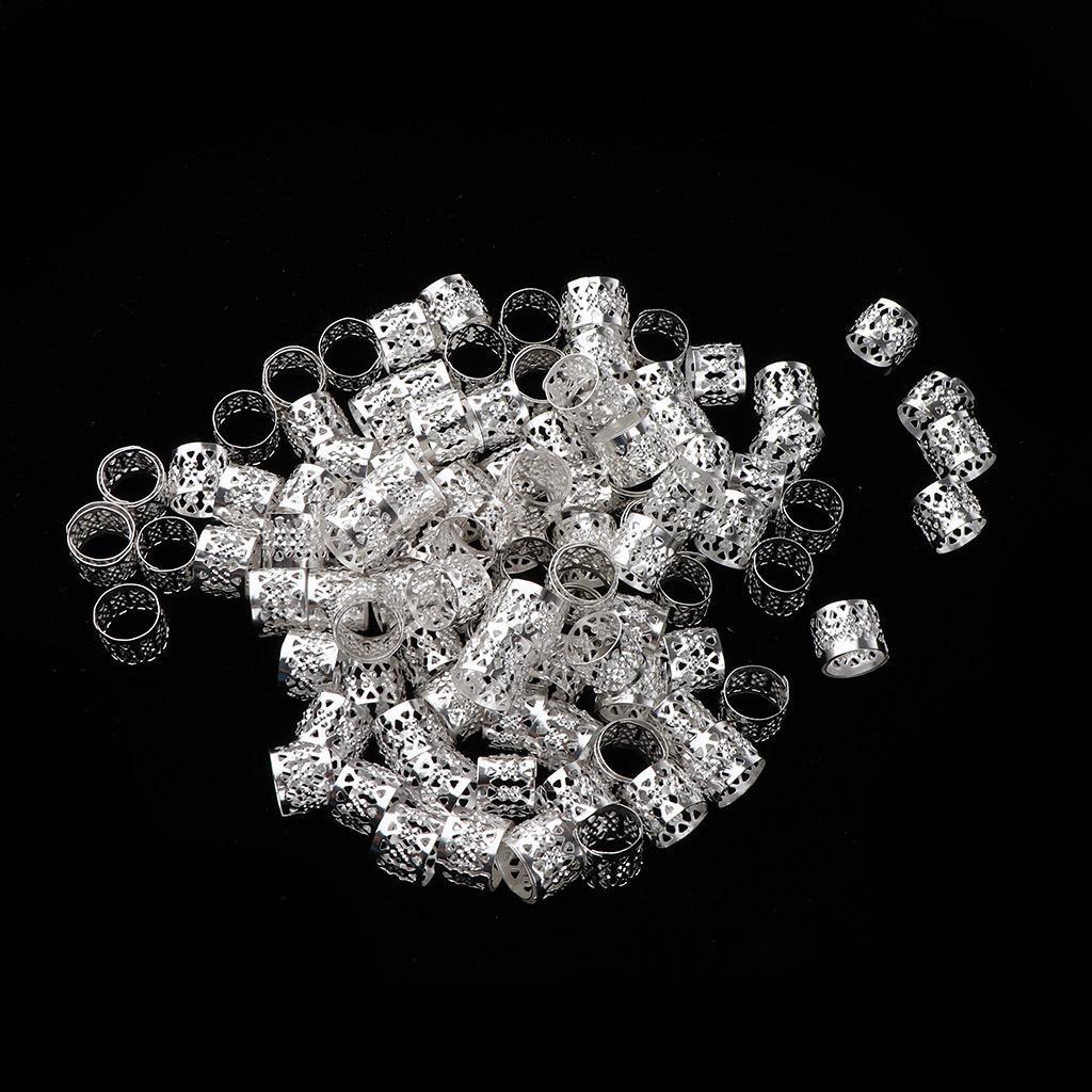 100Pcs Heart Metal Cuff Hair Extension Decorations Dreadlocks Beads Silver
