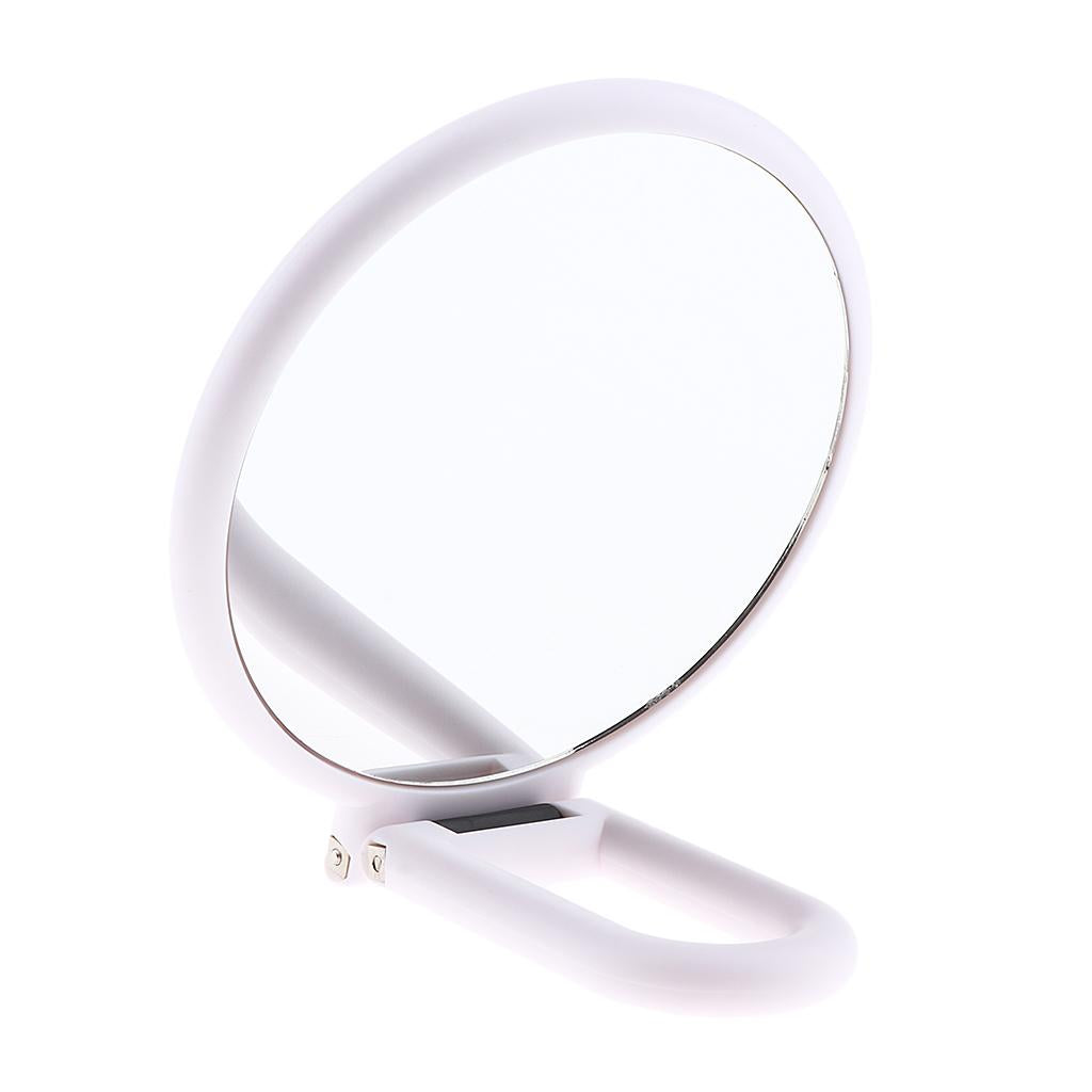 Round Handheld Double Side Makeup Mirror Magnifying Mirror w/ Hanger Hole X2
