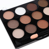 Maxbell 12 Colors Beauty Makeup Eye Shadow Palette Matte Shimmer Set w/ Brush Brunet