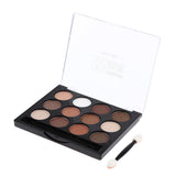 Maxbell 12 Colors Beauty Makeup Eye Shadow Palette Matte Shimmer Set w/ Brush Brunet
