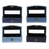Maxbell Denim Lip Gloss Holder Lipstick Storage Case Container with Mirror for Purse Light Blue