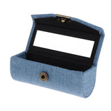 Maxbell Denim Lip Gloss Holder Lipstick Storage Case Container with Mirror for Purse Light Blue