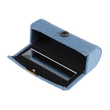 Maxbell Denim Lip Gloss Holder Lipstick Storage Case Container with Mirror for Purse Light Blue