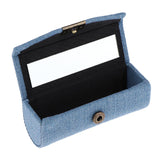 Maxbell Denim Lip Gloss Holder Lipstick Storage Case Container with Mirror for Purse Light Blue
