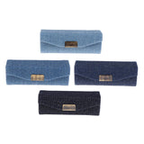 Maxbell Denim Lip Gloss Holder Lipstick Storage Case Container with Mirror for Purse Light Blue