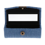 Maxbell Denim Lip Gloss Holder Lipstick Storage Case Container with Mirror for Purse Sky Blue
