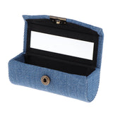 Maxbell Denim Lip Gloss Holder Lipstick Storage Case Container with Mirror for Purse Sky Blue