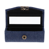 Maxbell Denim Lip Gloss Holder Lipstick Storage Case Container with Mirror for Purse Dark Blue