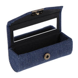 Maxbell Denim Lip Gloss Holder Lipstick Storage Case Container with Mirror for Purse Dark Blue