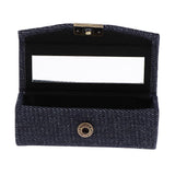 Maxbell Denim Lip Gloss Holder Lipstick Storage Case Container with Mirror for Purse Purplish Blue