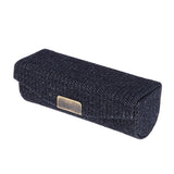 Maxbell Denim Lip Gloss Holder Lipstick Storage Case Container with Mirror for Purse Purplish Blue