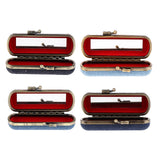 Maxbell Lipstick Case Holder Box Organizer Bag with Mirror for Ladies Dark Blue