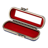 Maxbell Lipstick Case Holder Box Organizer Bag with Mirror for Ladies Dark Blue