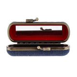 Maxbell Lipstick Case Holder Box Organizer Bag with Mirror for Ladies Dark Blue