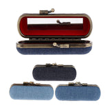 Maxbell Lipstick Case Holder Box Organizer Bag with Mirror for Ladies Dark Blue